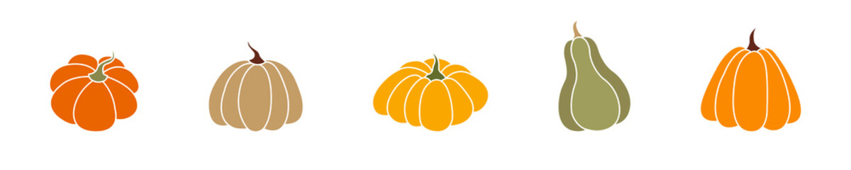 Pumpkin vector icon set. Halloween pumpkin icon. Gourd sign collection