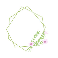 Monogram wedding frame with botanical leaf