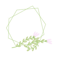 Monogram wedding frame with botanical leaf