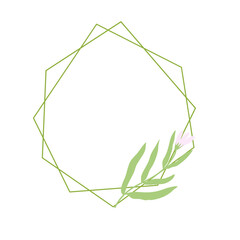 Monogram wedding frame with botanical leaf