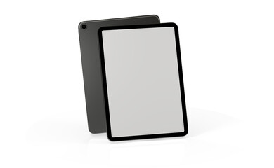 Modern black tablet computer isolated on white background. Tablet pc