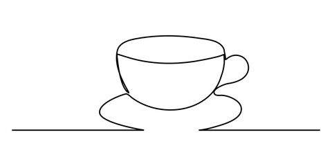 Continuous line art or One Line Drawing of coffee,warm. and Coffees cup shop concept
