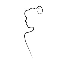 continuous line beautiful abstract face of a woman simple female face line drawing style trendy illustration for cosmetics Continuous lines. Minimal fashion print. vector beauty logo