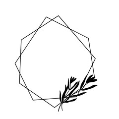 Monogram wedding frame with botanical leaf