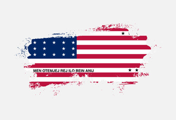 Flag of Bikini Atoll country with hand drawn brush stroke vector illustration