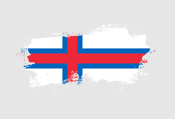 Flag of Faroe Islands country with hand drawn brush stroke vector illustration