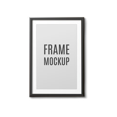 Black empty photo frame - realistic blank mockup of picture holder