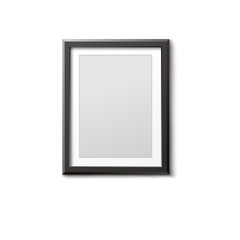 Photo frame mockup hanging vertically realistic vector illustration isolated.