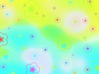Abstract colorful background with flowers.