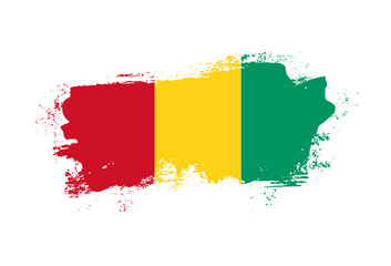 Flag of Guinea country with hand drawn brush stroke vector illustration