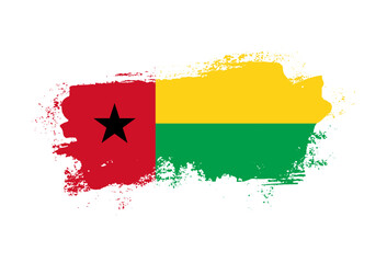Flag of Guinea-Bissau country with hand drawn brush stroke vector illustration