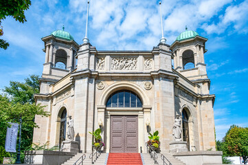 Symmetric view of the facade in the Ontario Government Building in Exhibition Place, Toronto, Canada