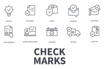 Check Marks icons set. Set of editable stroke icons.Vector set of Check Marks 