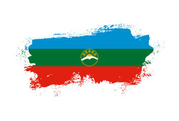 Flag of Karachay-Cherkessia country with hand drawn brush stroke vector illustration