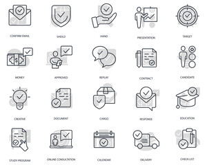 Check Marks icons set. Set of editable stroke icons.Vector set of Check Marks 