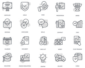 Check Marks icons set. Set of editable stroke icons.Vector set of Check Marks 
