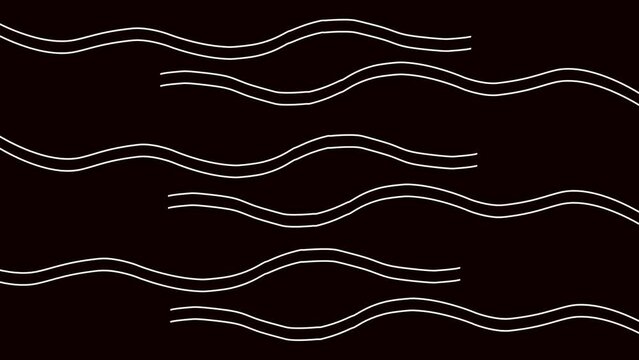 Hand Drawn Animation White Curve Bumpy Lines From Right And Left On Black Background Loop Animated Wavy Line Motion Design Effect 4k.