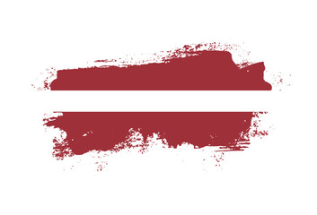 Flag of Latvia country with hand drawn brush stroke vector illustration