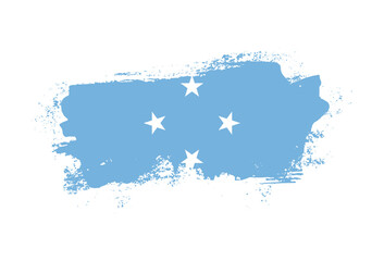 Flag of Micronesia country with hand drawn brush stroke vector illustration