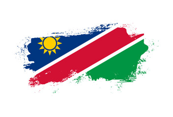 Flag of Namibia country with hand drawn brush stroke vector illustration