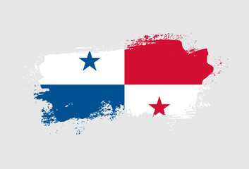 Flag of Panama country with hand drawn brush stroke vector illustration