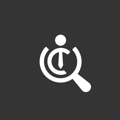 Search Job Icon On Gray Background, vector template