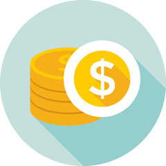 Dollar Coins Colored Vector Icon 