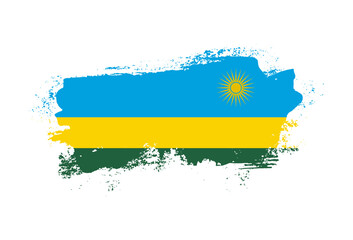Flag of Rwanda country with hand drawn brush stroke vector illustration