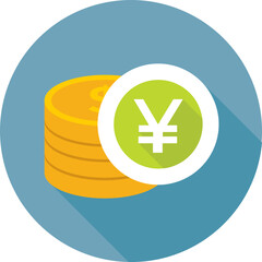 Obraz premium Yen Coins Colored Vector Icon
