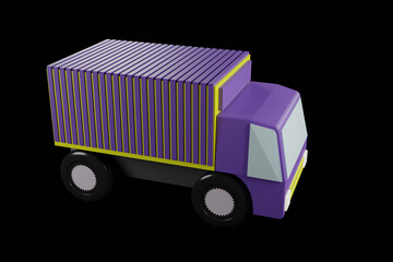 Purple freight truck. 3D rendering