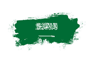 Flag of Saudi Arabia country with hand drawn brush stroke vector illustration
