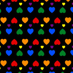 Multicolored heart shape seamless pattern background.
