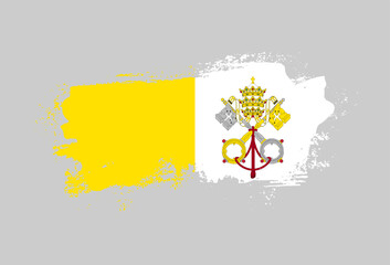 Flag of Vatican City country with hand drawn brush stroke vector illustration