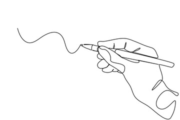 Fototapeta premium continuous line drawing of hand drawing line with pen