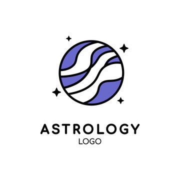 Planet astrology logo icon symbol for astronomy design isolated over white background