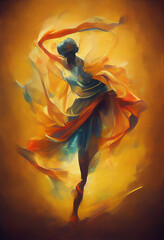 Drawing of a Dancing Girl - Ballerina