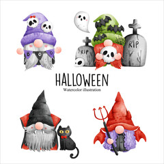 halloween gnome, vector illustration