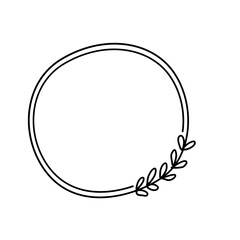 Monogram wedding frame with foliage