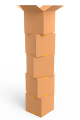 Obraz premium Cardboard box or carton on white background, carrying parcel and online shopping