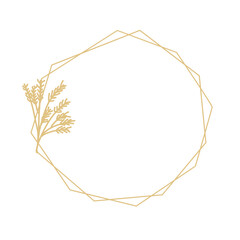 Monogram wedding frame with foliage