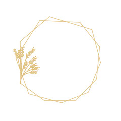 Monogram wedding frame with foliage