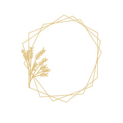 Monogram wedding frame with foliage