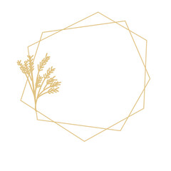 Monogram wedding frame with foliage