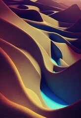 Vertical 3D render of futuristic abstract geometric fluid texture