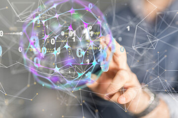 Neural network concept. Connected cells with links.