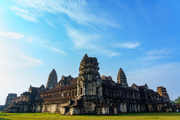 Fototapeta premium Cambodia. Siem Reap Province. Angkor Wat (Temple City). A Buddhist and temple complex in Cambodia and the largest religious monument in the world