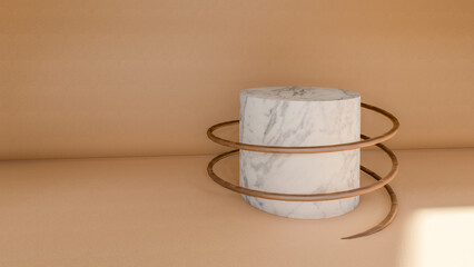 podium, product stand. mock up on a pink background texture background Ideal backdrop for product presentations