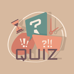 Quiz contest, questionnaires, questions and answers concept. Speech bubbles with exclamation marks and question marks with text Quiz.