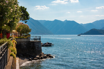 Beautiful panorama of lake Como in summer, famous tourism destination