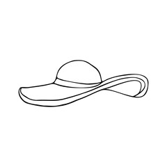 Women's classic hat. Women's hat. Contour handwork. For stylized decor. Vector on a white background